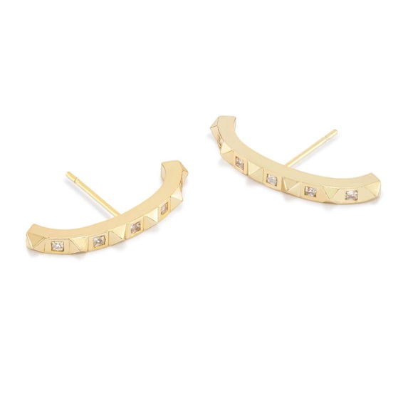 NWT Kendra Scott Zana Gold Stud Cubic Zirconia Earring - Picture 2 of 7